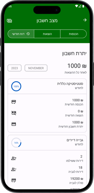 מצב חשבון ב-VaadBot